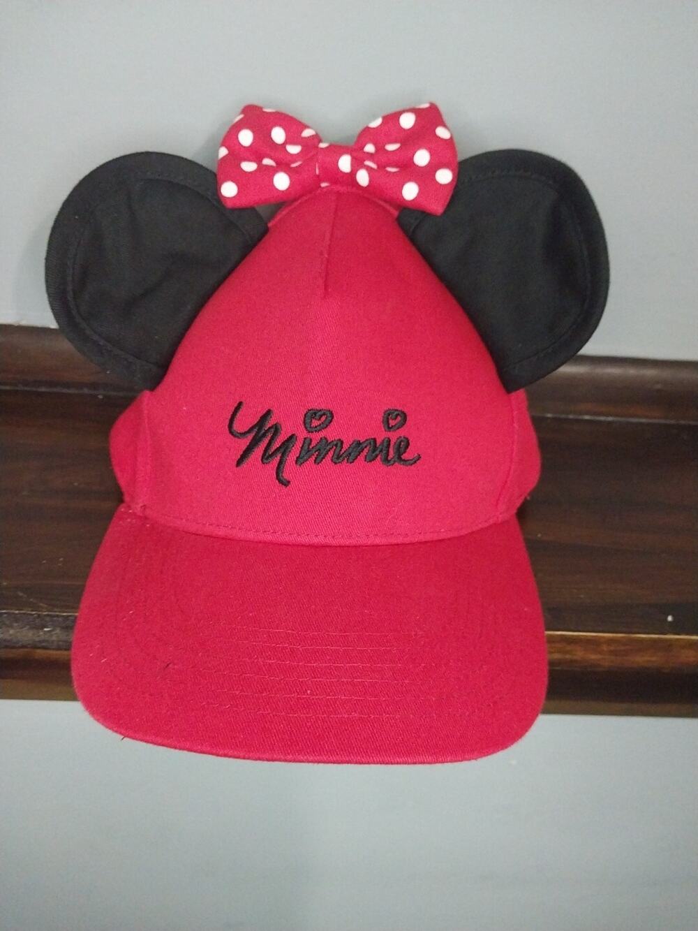 Disney Minnie Mouse Polka Dot Baseball with Ears, Red Youth Hat Cap Bright